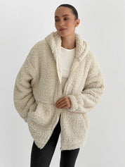 Bluza TEDDY z kapturem, mleczna