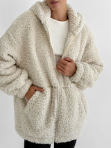 Bluza TEDDY z kapturem, mleczna