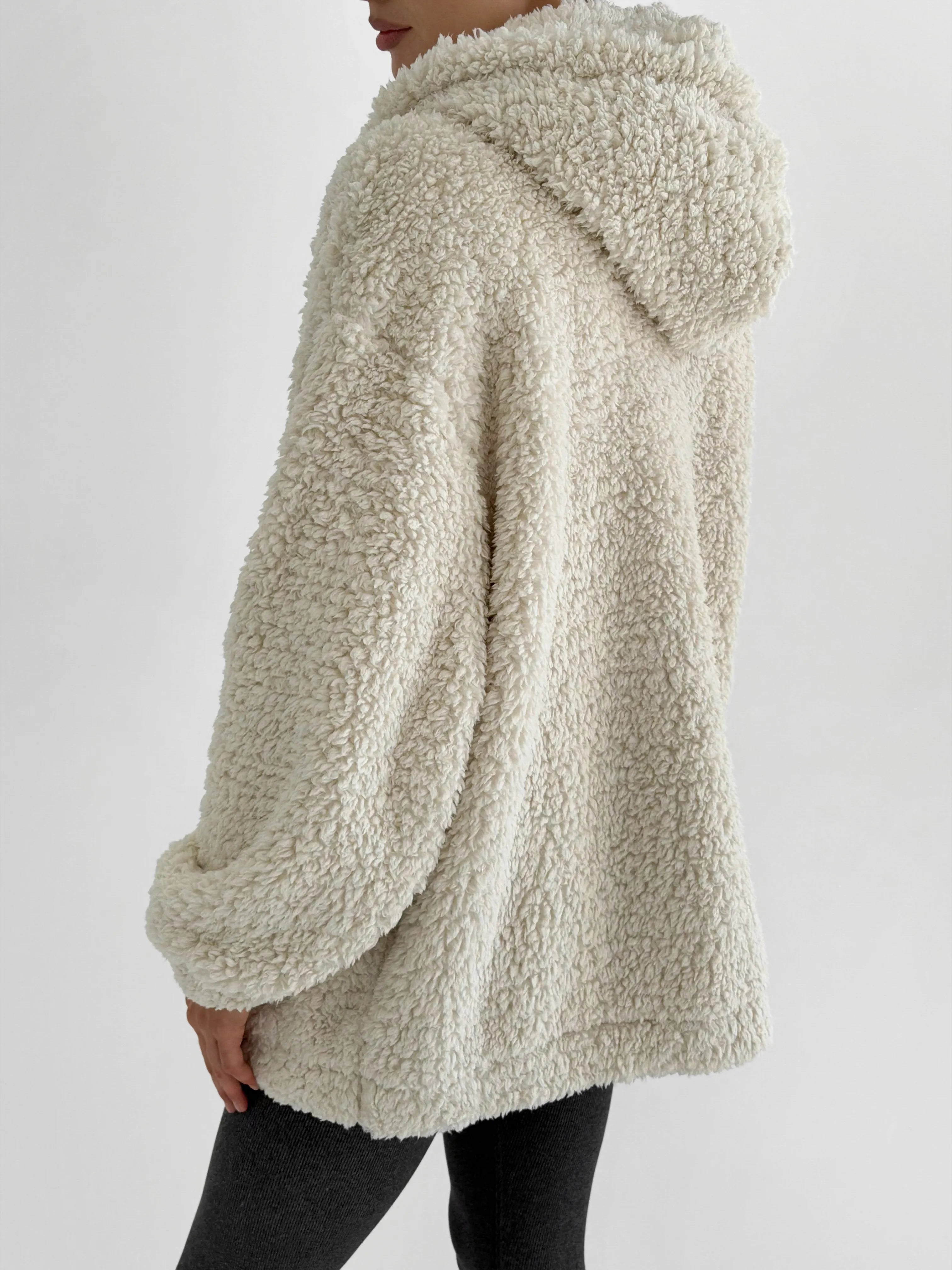 Bluza TEDDY z kapturem, mleczna
