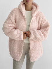 Bluza TEDDY z kapturem, różowa