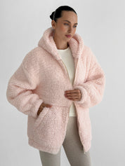 Bluza TEDDY z kapturem, różowa