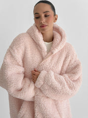 Bluza TEDDY z kapturem, różowa