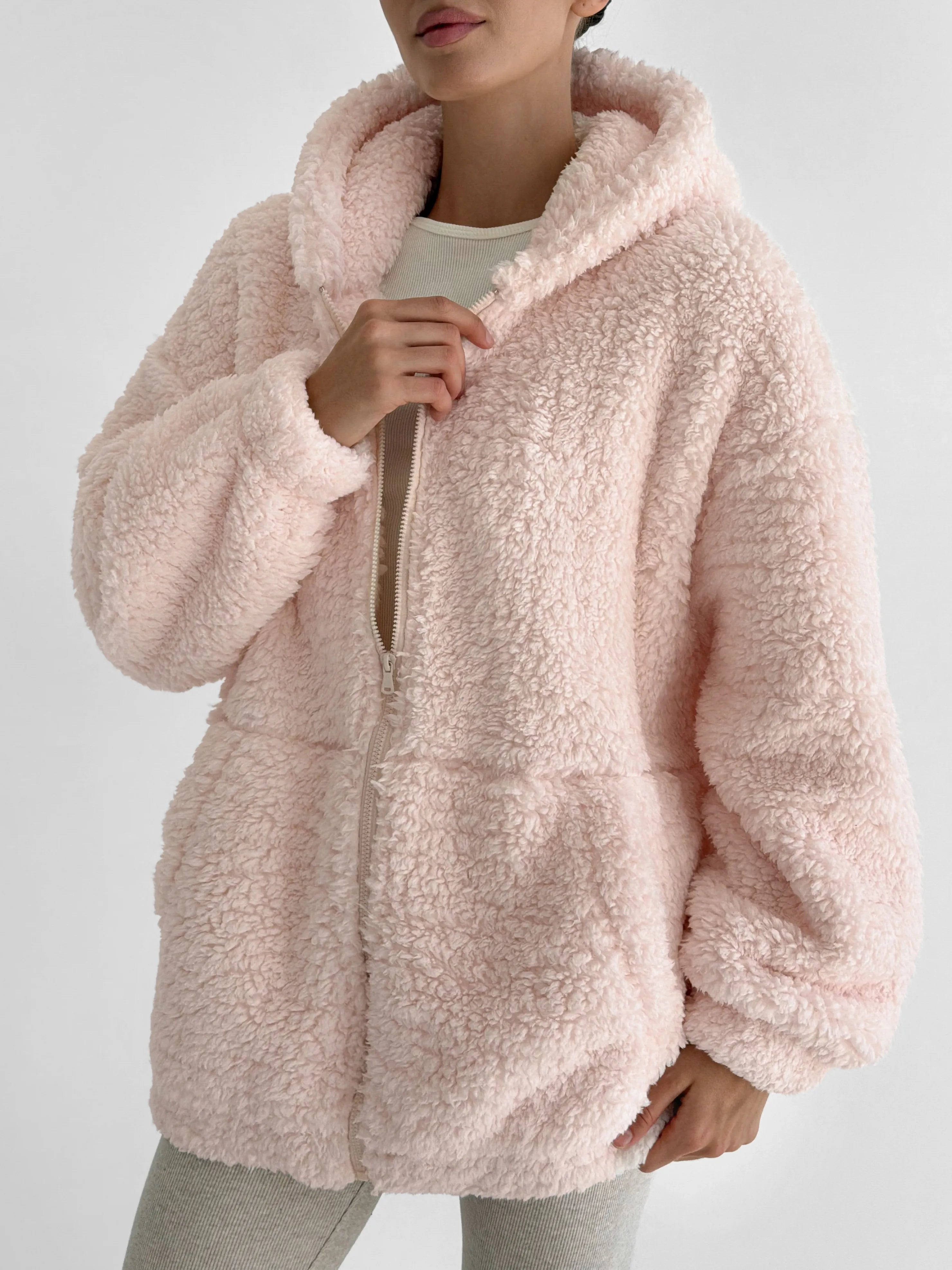 Bluza TEDDY z kapturem, różowa
