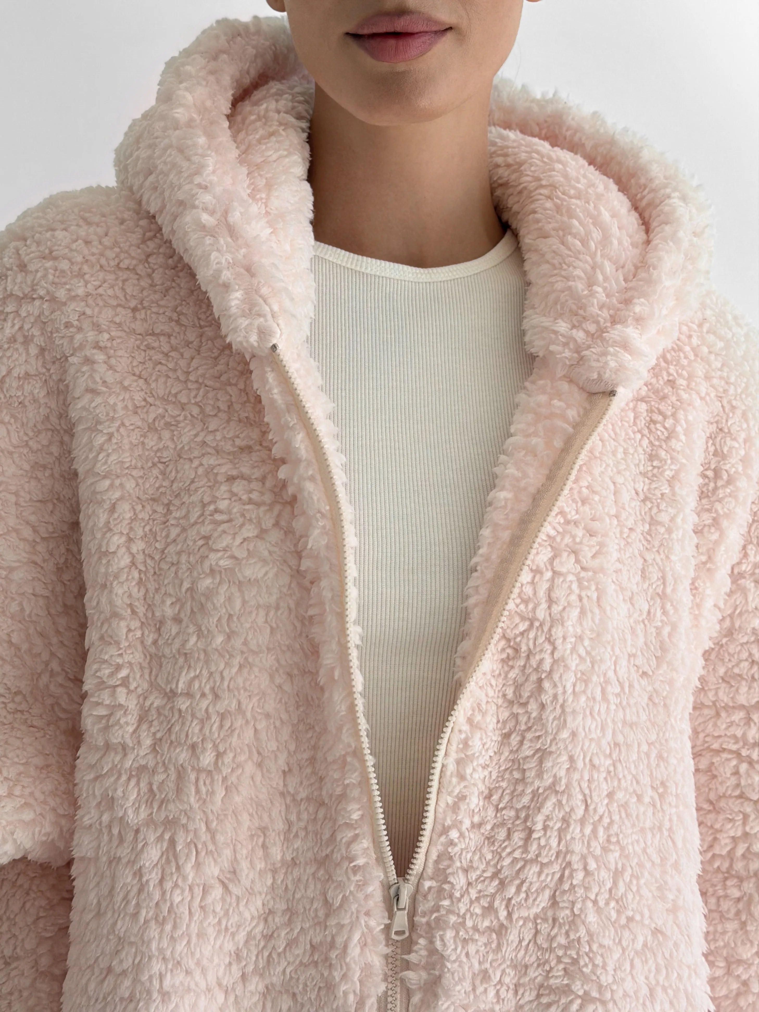 Bluza TEDDY z kapturem, różowa