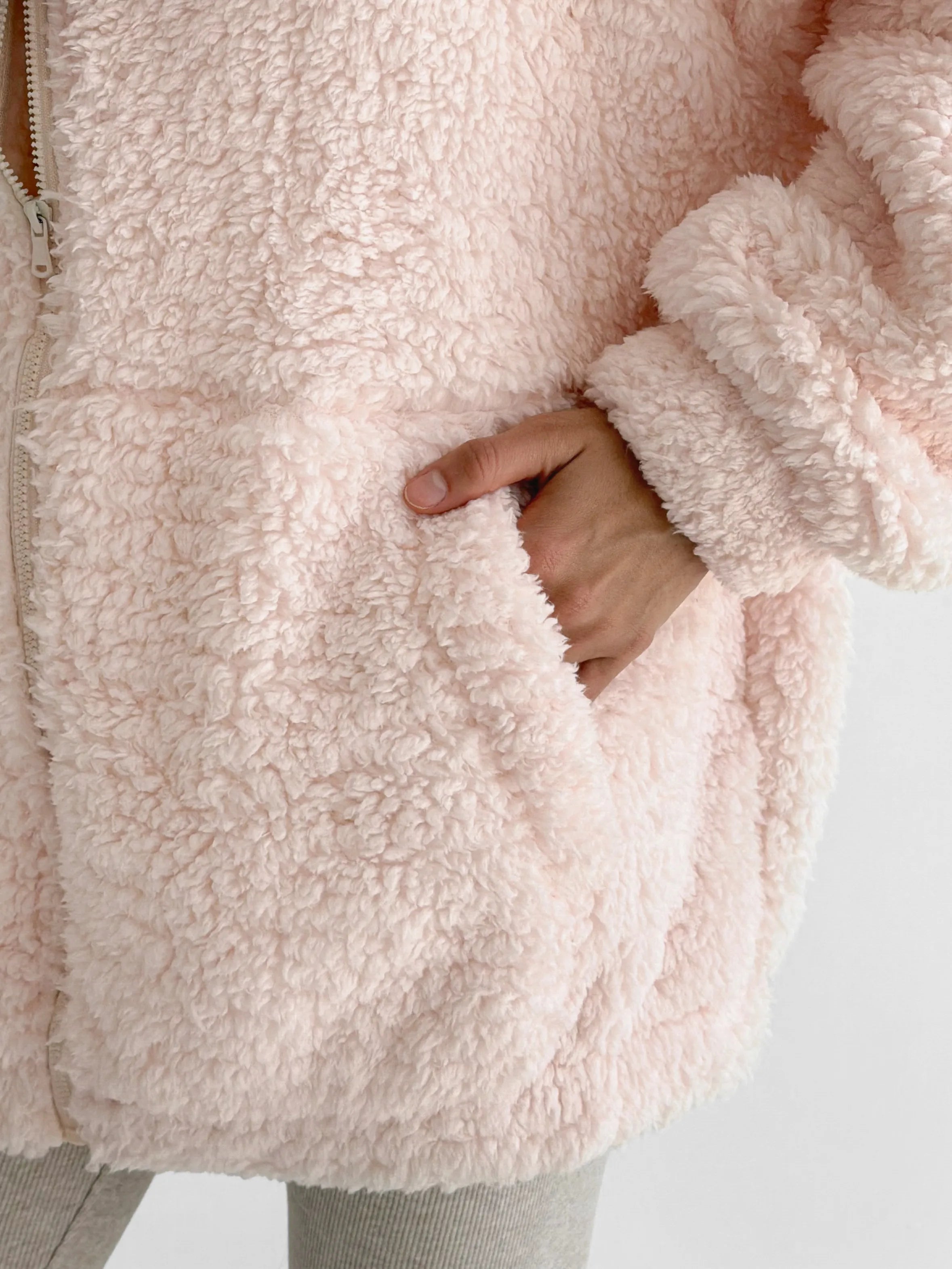 Bluza TEDDY z kapturem, różowa