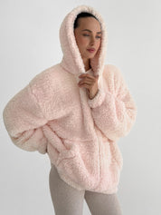 Bluza TEDDY z kapturem, różowa