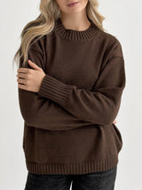 Sweter dziany, brązowy