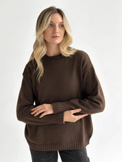 Sweter dziany, brązowy
