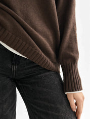 Sweter dziany, brązowy