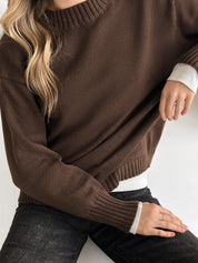 Sweter dziany, brązowy