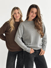 Sweter dziany, brązowy