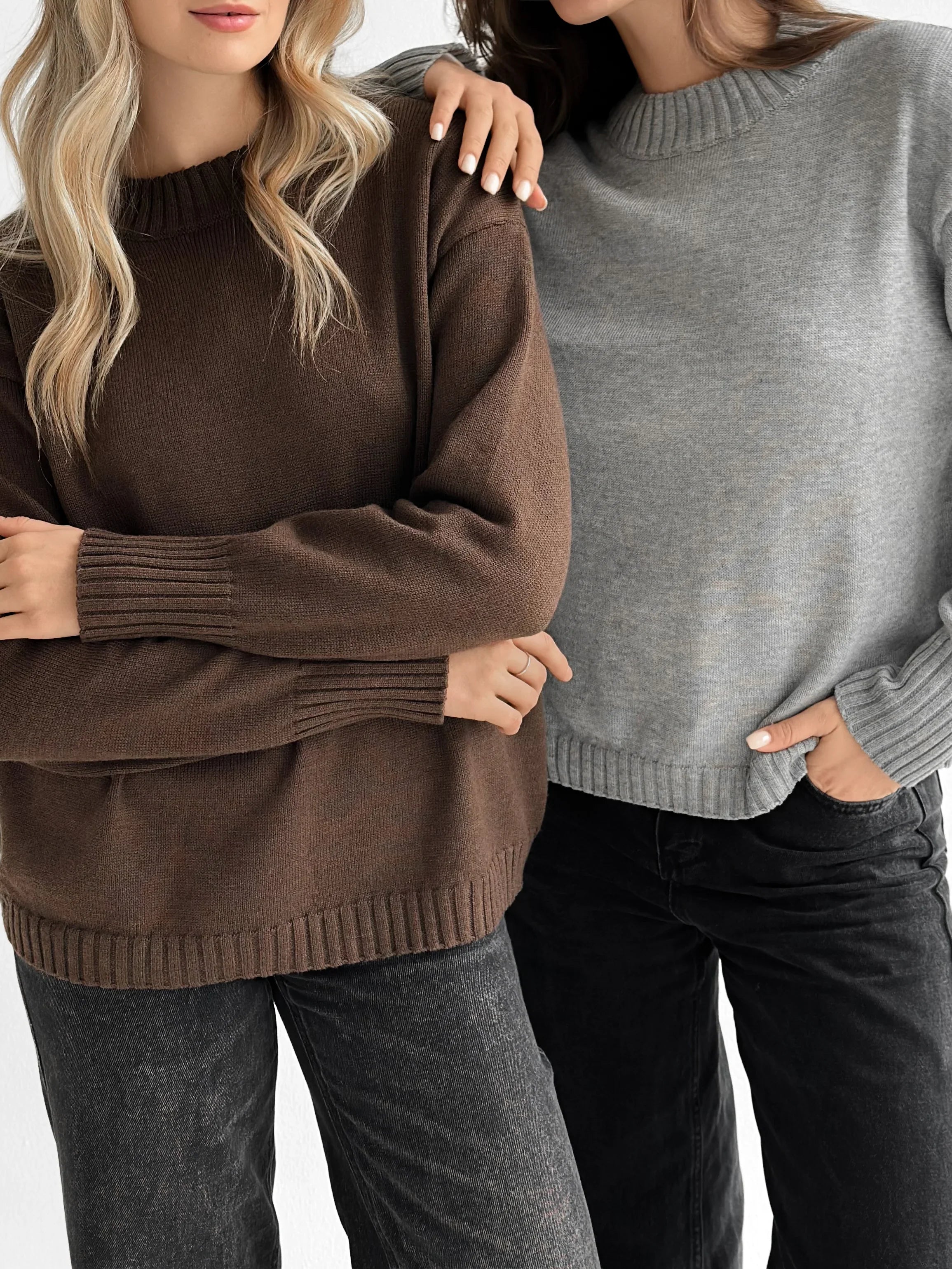 Sweter dziany, szary