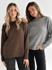 Sweter dziany, szary