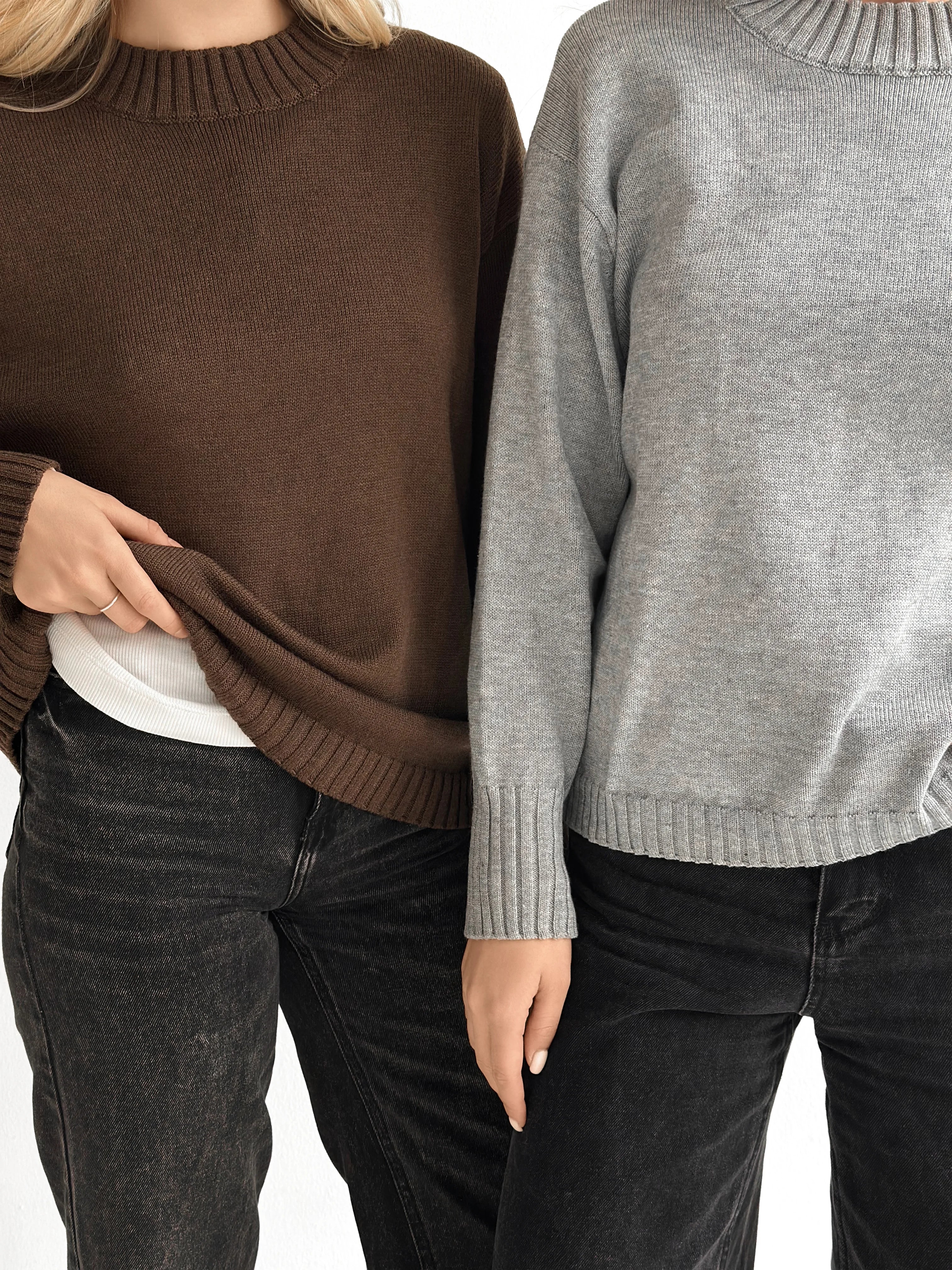 Sweter dziany, szary