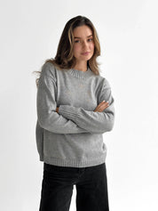 Sweter dziany, szary
