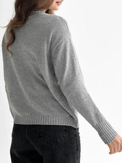 Sweter dziany, szary