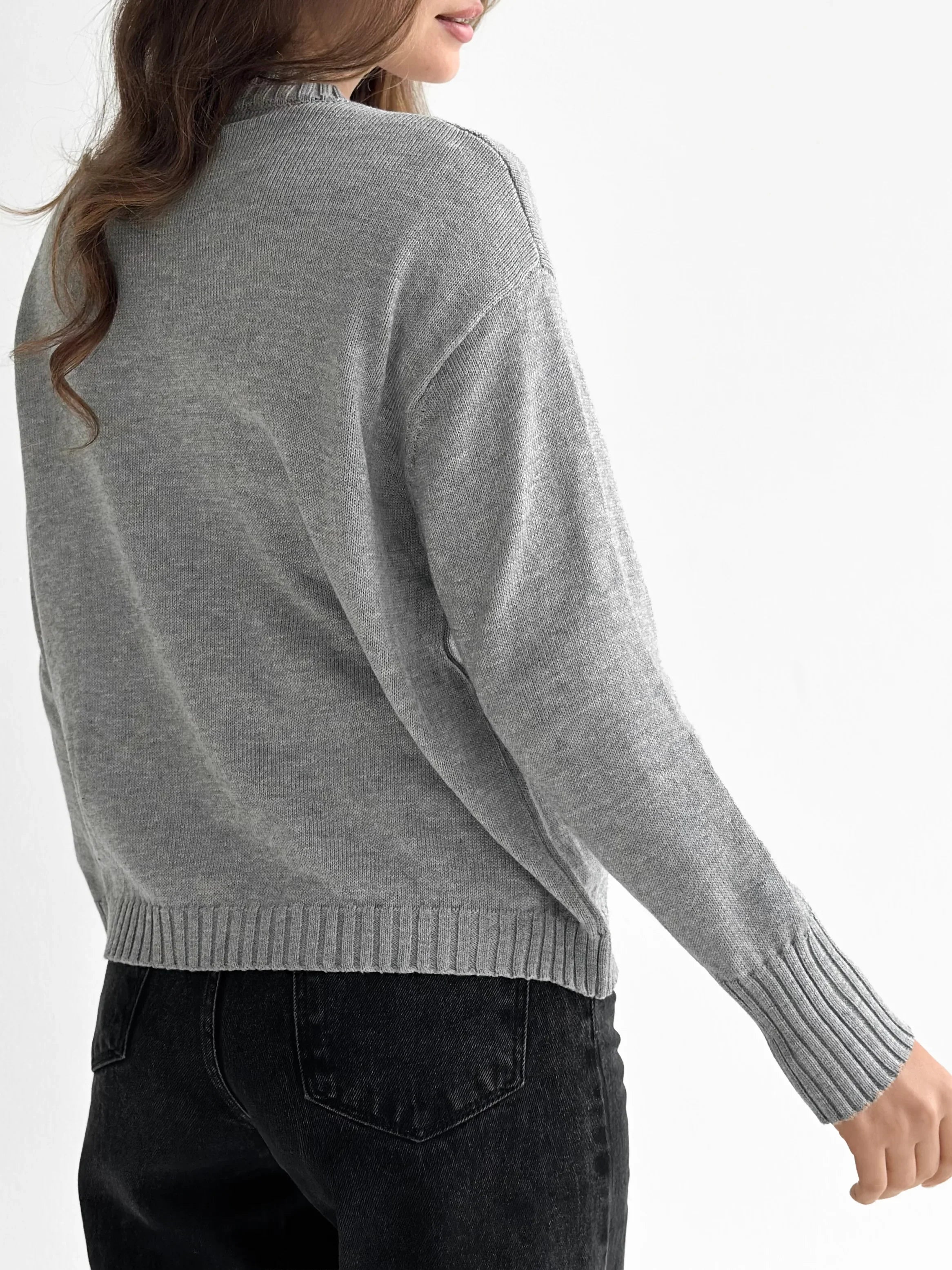Sweter dziany, szary