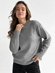 Sweter dziany, szary