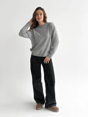 Sweter dziany, szary