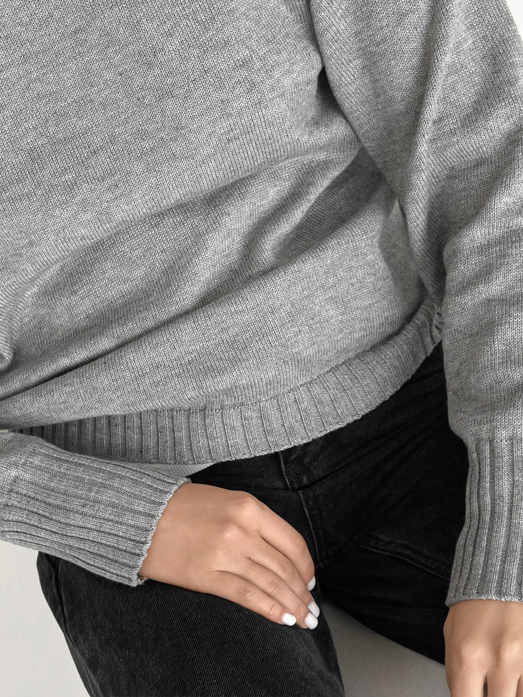 Sweter dziany, szary