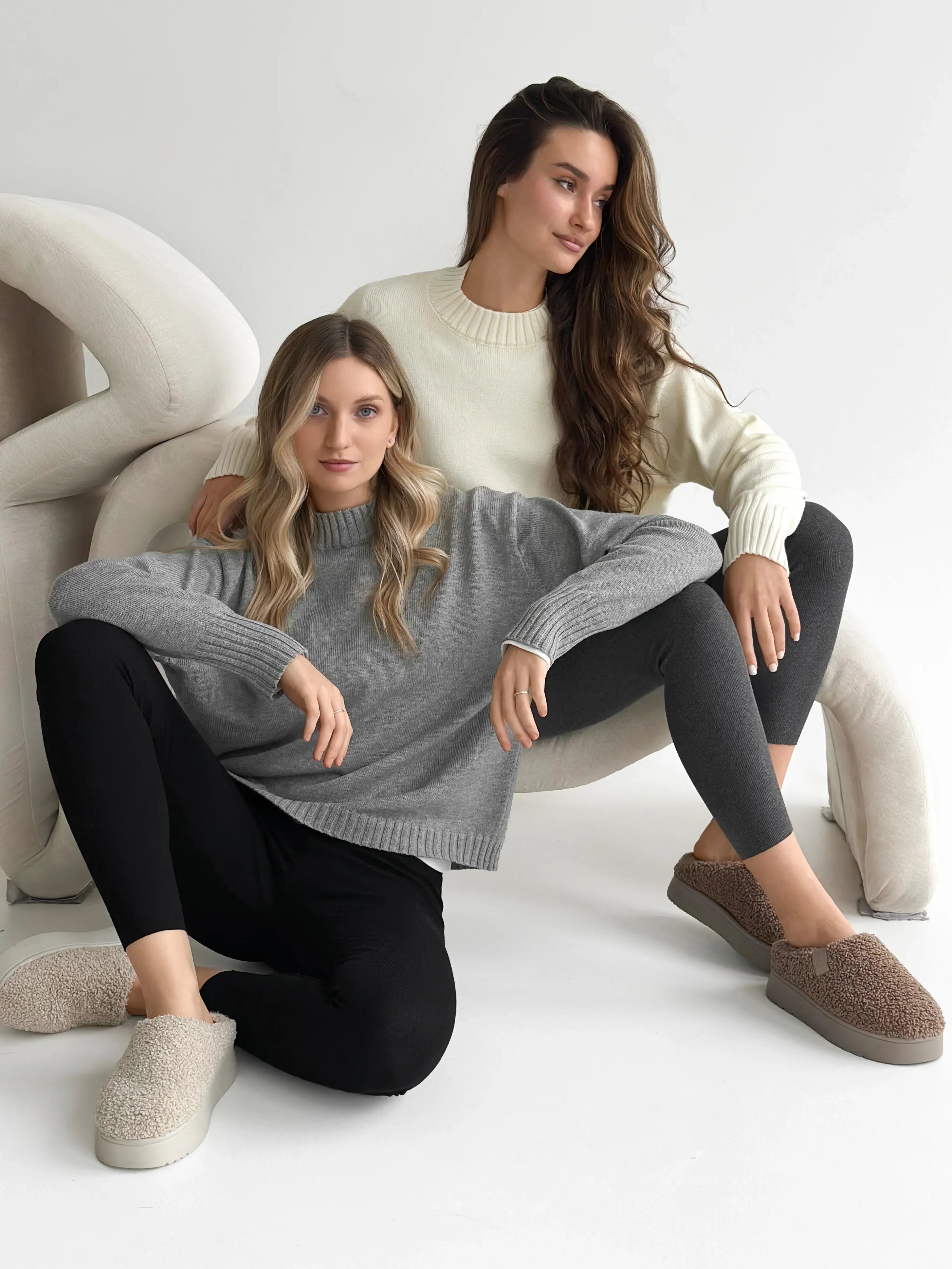 Sweter dziany, szary