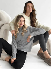 Sweter dziany, szary