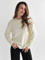 Sweter dziany, kremowy