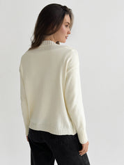 Sweter dziany, kremowy