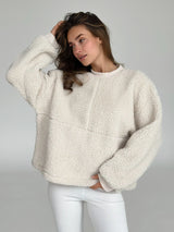 Bluza TEDDY z okantowaniem, z pluszu, mleczna