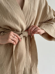 Komplet kimono i szorty muślin dwuwarstwowy, fioletowy