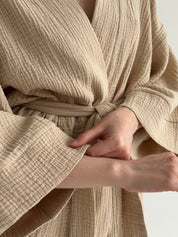 Komplet kimono i szorty muślin dwuwarstwowy, fioletowy