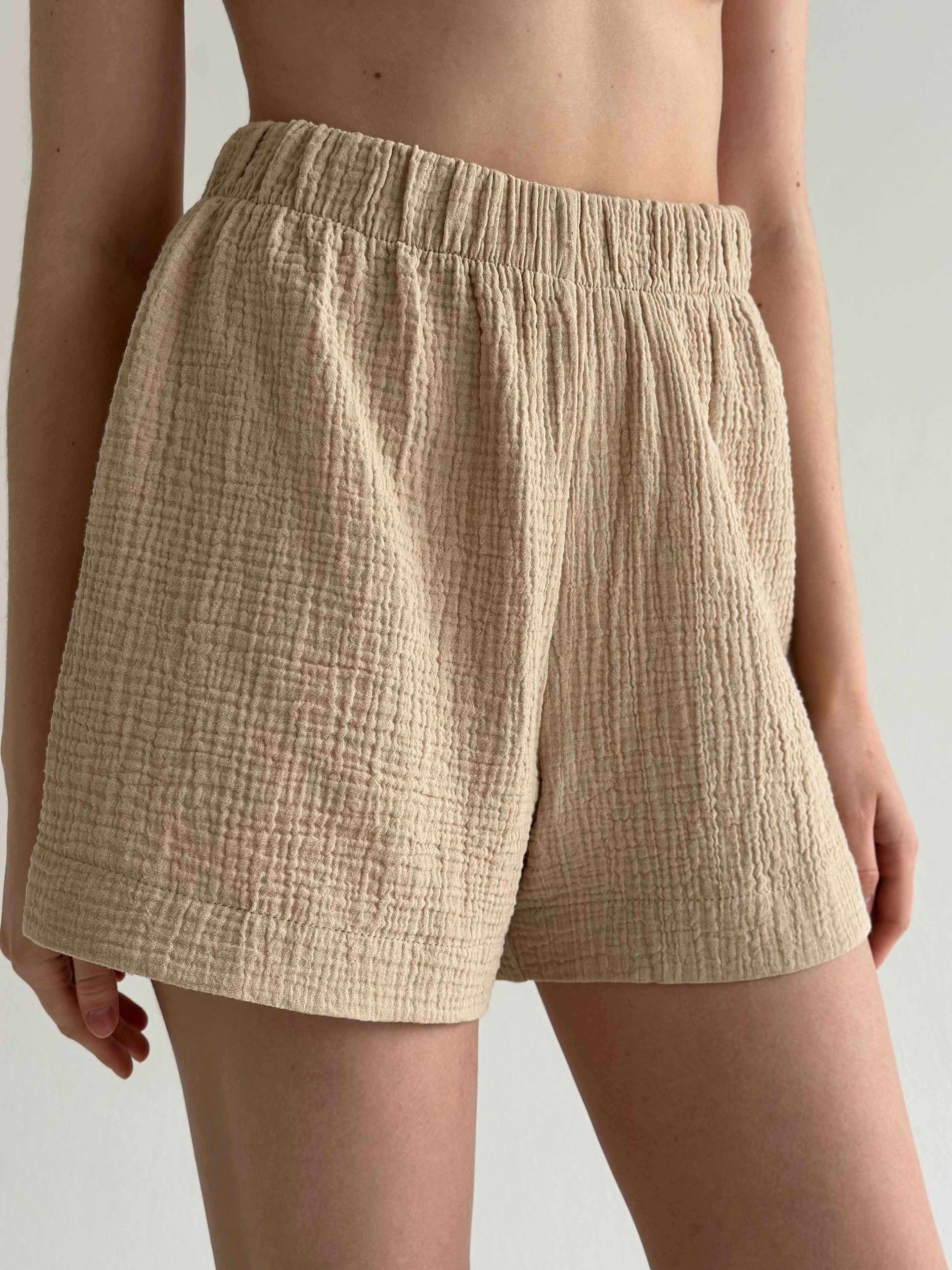 Komplet kimono i szorty muślin dwuwarstwowy, fioletowy