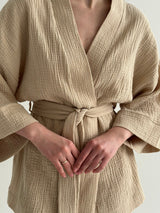 Komplet kimono i szorty muślin dwuwarstwowy, fioletowy