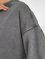 Bluza dresowa bawełniana prana, grafitowa