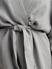 Szlafrok krótki kimono muślin dwuwarstwowy, szary