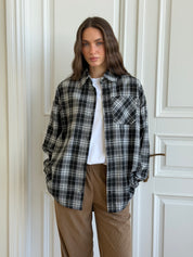 Koszula flanelowa w czarno-białą kratę, One Size