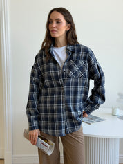 Koszula flanelowa w granatową kratę, One Size