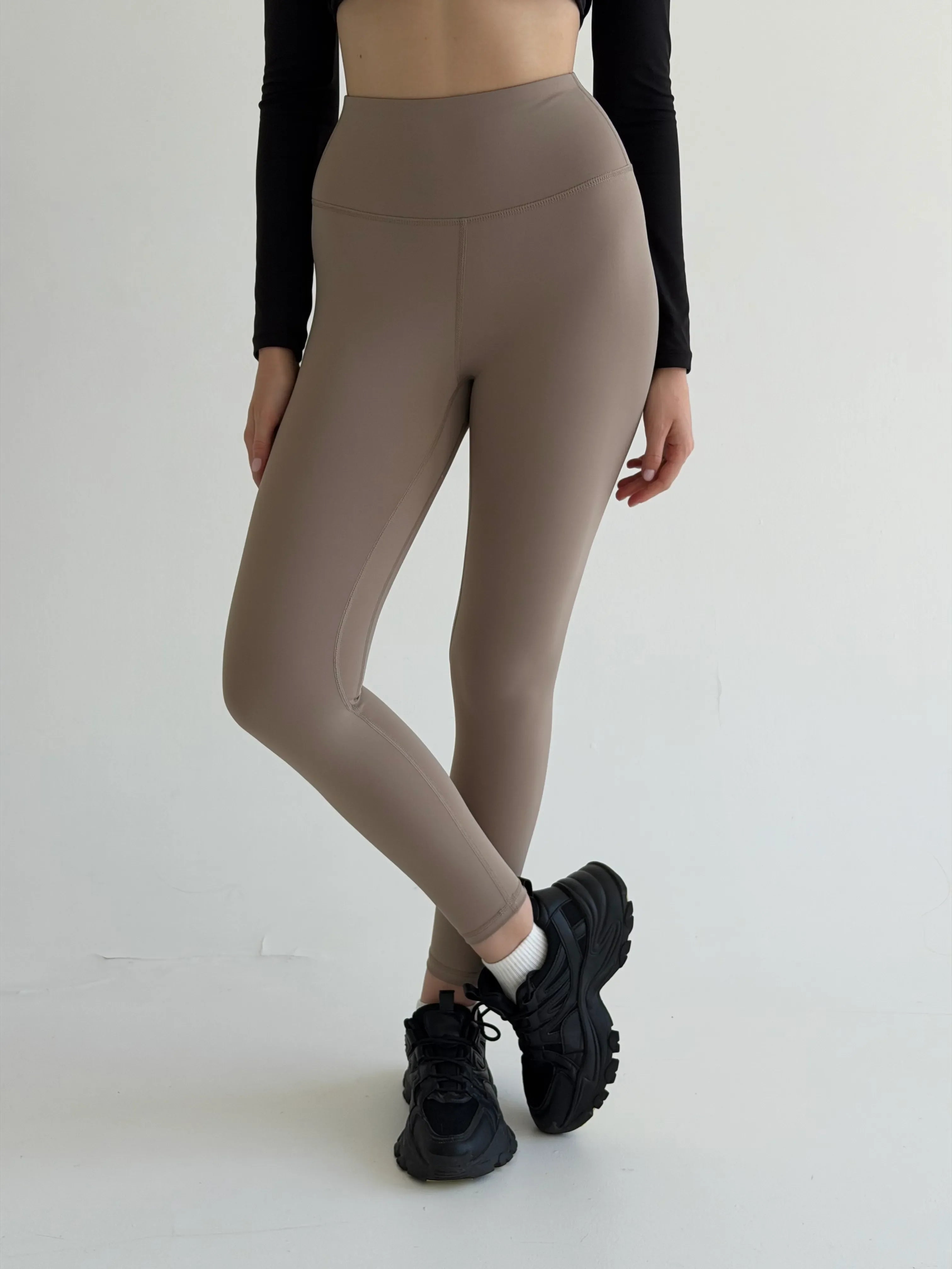Legginsy do jogi, beżowe