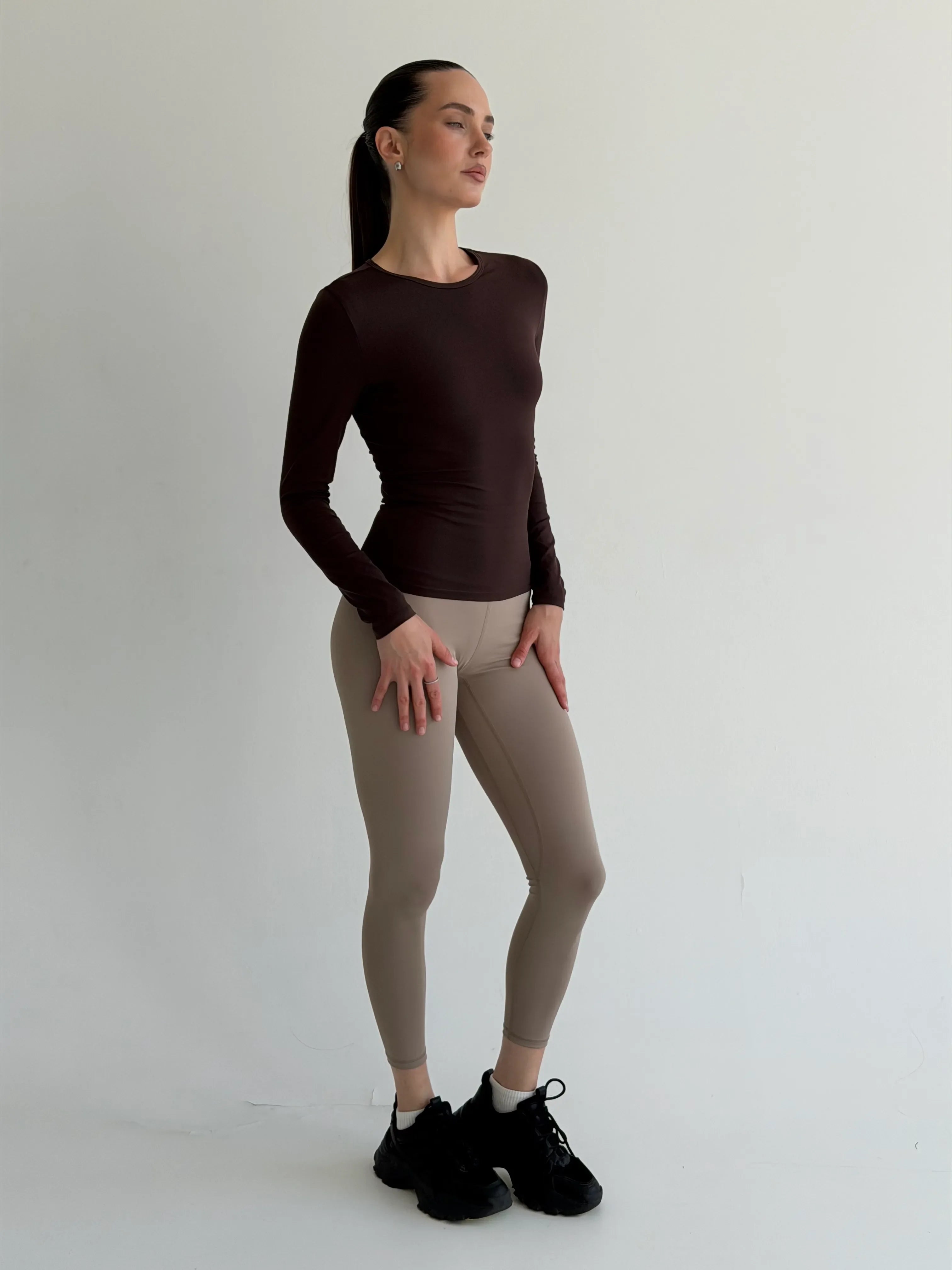Legginsy do jogi, beżowe