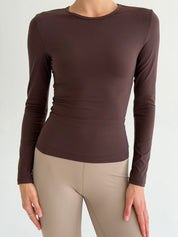 Longsleeve do jogi, brązowy