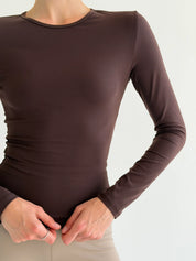 Longsleeve do jogi, brązowy