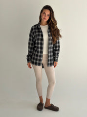 Koszula flanelowa w szaro-czarną kratę, One Size