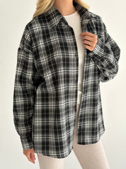 Koszula flanelowa w czarno-białą kratę, One Size