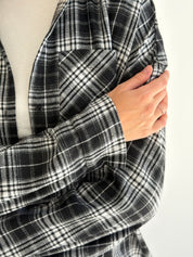 Koszula flanelowa w czarno-białą kratę, One Size