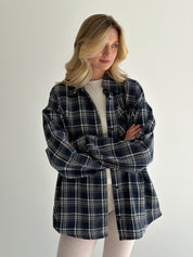 Koszula flanelowa w granatową kratę, One Size