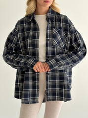 Koszula flanelowa w granatową kratę, One Size