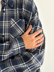 Koszula flanelowa w granatową kratę, One Size