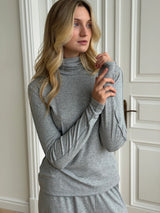 Longsleeve Soft Touch z dzianiny z wysokim kołnierzem, szary