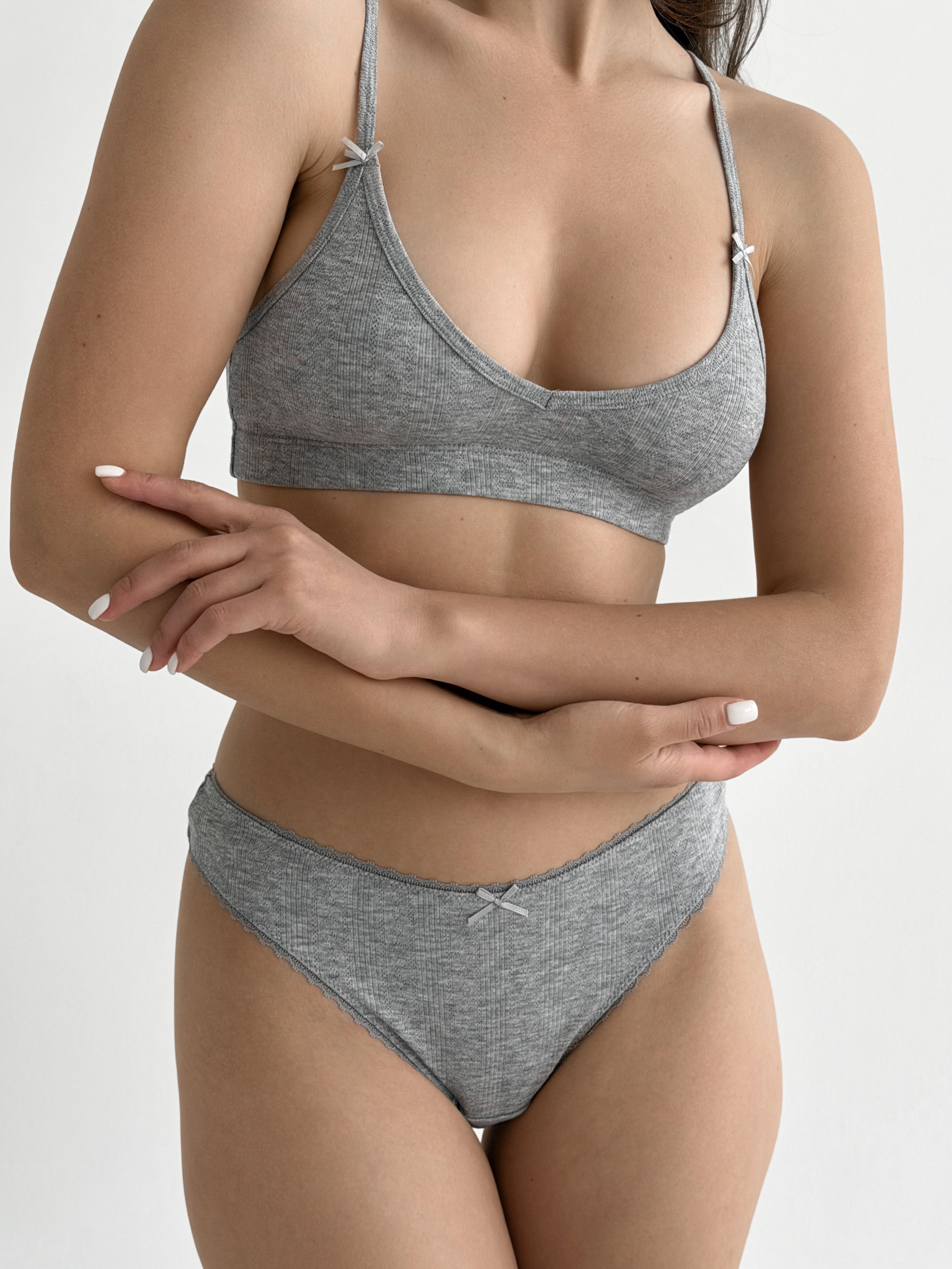 Top bielizniany basic, szary