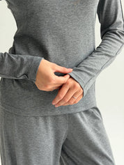 Longsleeve Soft Touch z dzianiny z wysokim kołnierzem, ciemnoszary